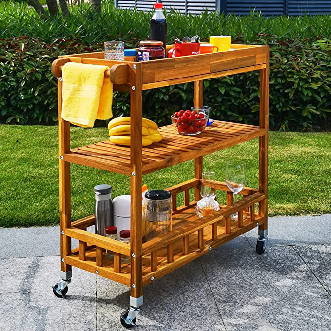 INTERBUILD Solid Wood Bar Cart & Reviews Wayfair